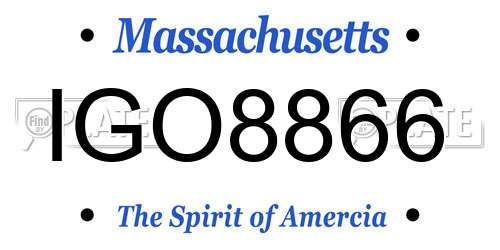 IGO8866 Massachusetts License Plate