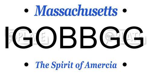 IGOBBGG Massachusetts License Plate