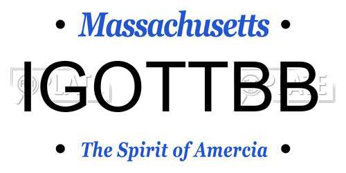 IGOTTBB Massachusetts License Plate