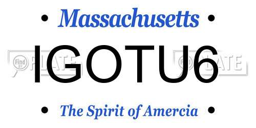 IGOTU6 Massachusetts License Plate