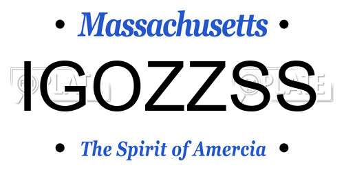 IGOZZSS Massachusetts License Plate