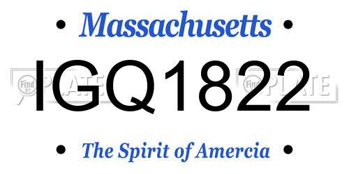 IGQ1822 Massachusetts License Plate
