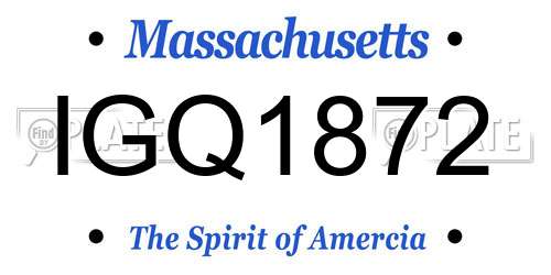 IGQ1872 Massachusetts License Plate