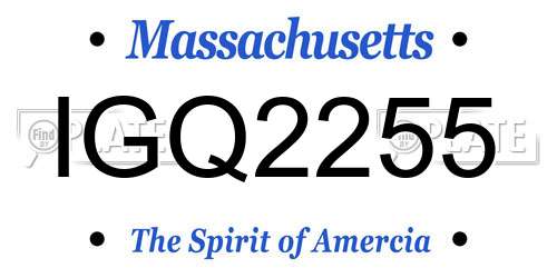 IGQ2255 Massachusetts License Plate