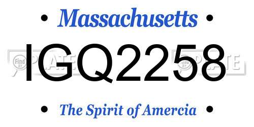 IGQ2258 Massachusetts License Plate