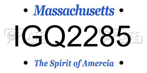 IGQ2285 Massachusetts License Plate