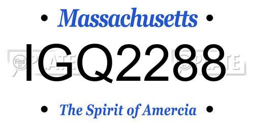IGQ2288 Massachusetts License Plate