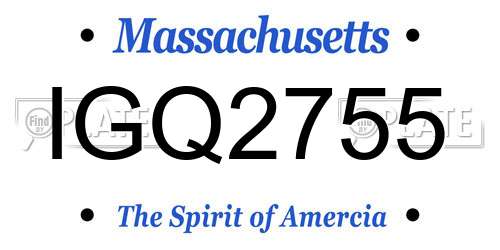 IGQ2755 Massachusetts License Plate