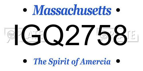 IGQ2758 Massachusetts License Plate