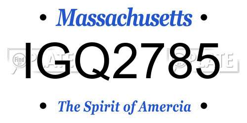 IGQ2785 Massachusetts License Plate