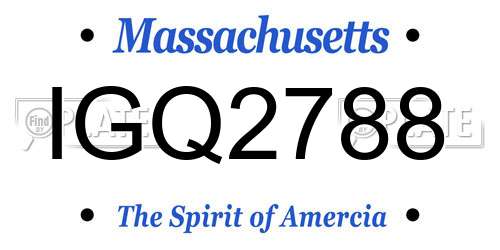 IGQ2788 Massachusetts License Plate