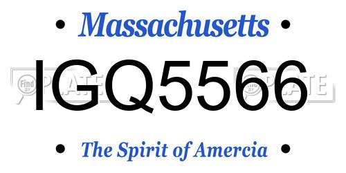 IGQ5566 Massachusetts License Plate