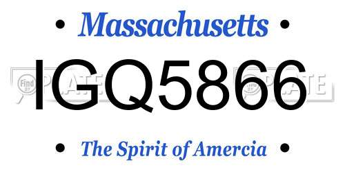 IGQ5866 Massachusetts License Plate