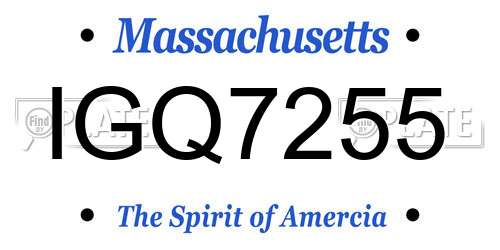 IGQ7255 Massachusetts License Plate
