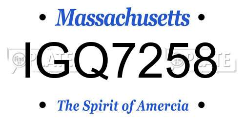 IGQ7258 Massachusetts License Plate