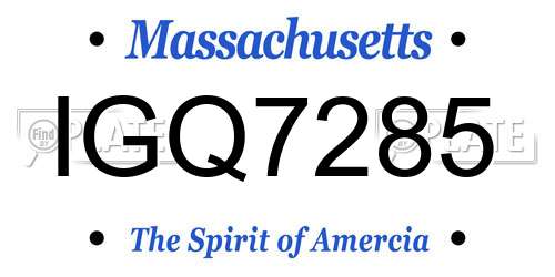 IGQ7285 Massachusetts License Plate