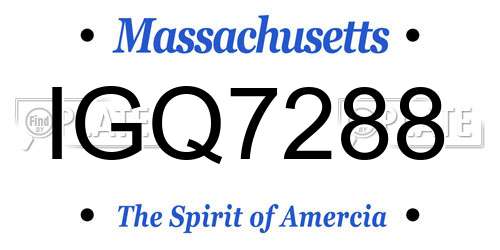 IGQ7288 Massachusetts License Plate