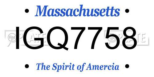 IGQ7758 Massachusetts License Plate