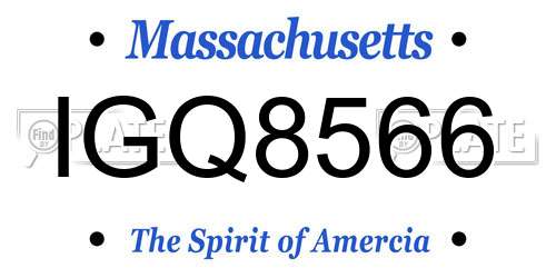 IGQ8566 Massachusetts License Plate