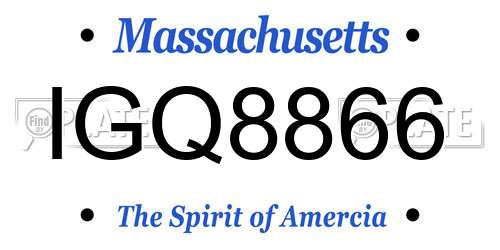 IGQ8866 Massachusetts License Plate
