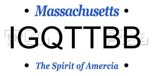 IGQTTBB Massachusetts License Plate