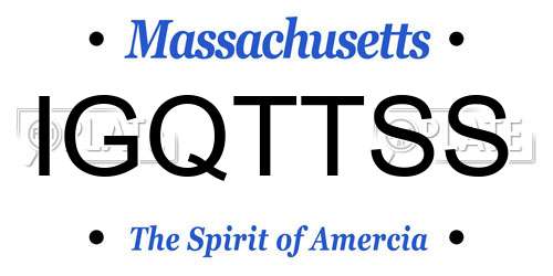 IGQTTSS Massachusetts License Plate