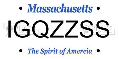 IGQZZSS Massachusetts License Plate
