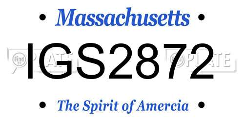 IGS2872 Massachusetts License Plate
