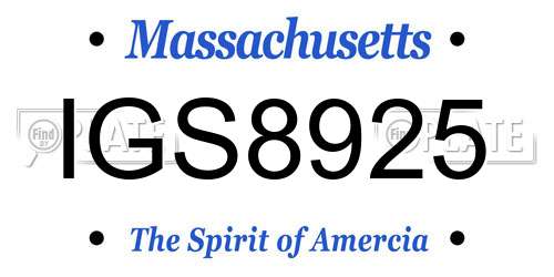 IGS8925 Massachusetts License Plate