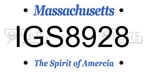 IGS8928 Massachusetts License Plate