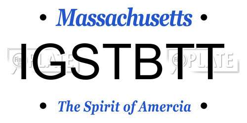 IGSTBTT Massachusetts License Plate
