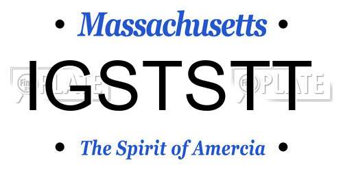 IGSTSTT Massachusetts License Plate