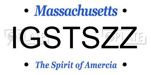 IGSTSZZ Massachusetts License Plate