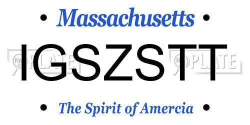 IGSZSTT Massachusetts License Plate