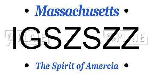 IGSZSZZ Massachusetts License Plate
