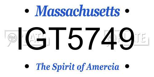 IGT5749 Massachusetts License Plate