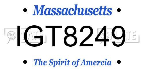 IGT8249 Massachusetts License Plate