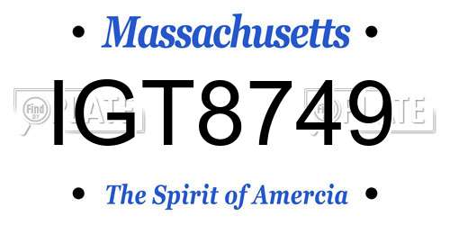 IGT8749 Massachusetts License Plate
