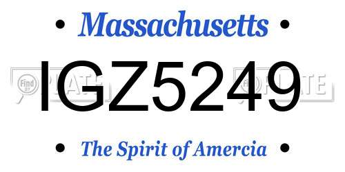 IGZ5249 Massachusetts License Plate