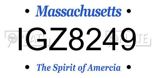IGZ8249 Massachusetts License Plate