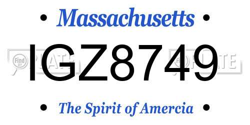 IGZ8749 Massachusetts License Plate