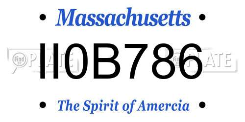 II0B786 Massachusetts License Plate
