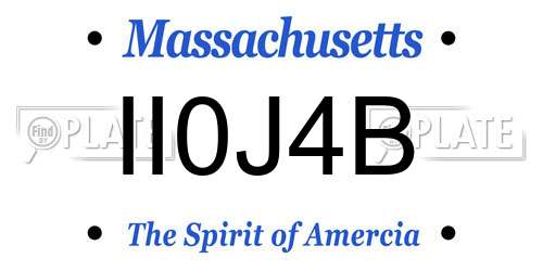II0J4B Massachusetts License Plate