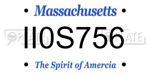 II0S756 Massachusetts License Plate