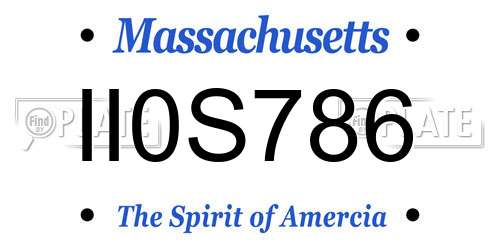 II0S786 Massachusetts License Plate