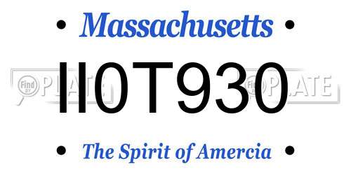 II0T930 Massachusetts License Plate