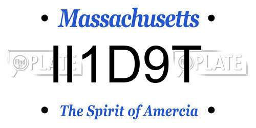 II1D9T Massachusetts License Plate