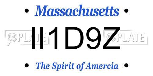 II1D9Z Massachusetts License Plate