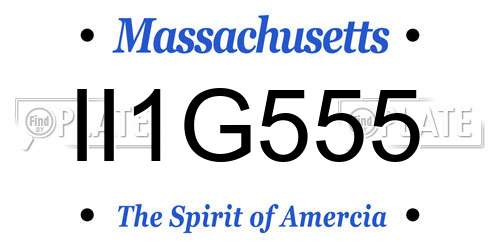 II1G555 Massachusetts License Plate
