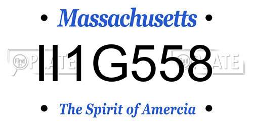 II1G558 Massachusetts License Plate